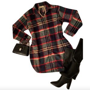 Adora green plaid flannel shacked dress size small